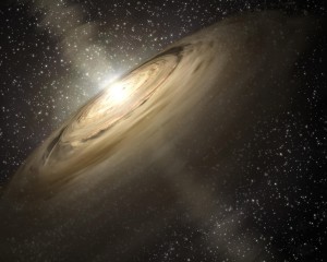Artist illustration of a protoplanetary disk. From http://www.keckobservatory.org/index.php/gallery/detail/milky_way/32.