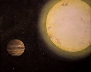 Artist's illustration of KELT-6b, a Saturn-like alien planet announced in June 2013. From http://www.space.com/21431-saturn-like-alien-planet.html.