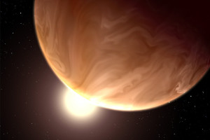 Artist's conception of cloudy GJ 1214 b. From http://www.nytimes.com/2014/01/07/science/space/the-forecast-on-gj-1214b-extremely-cloudy.html.